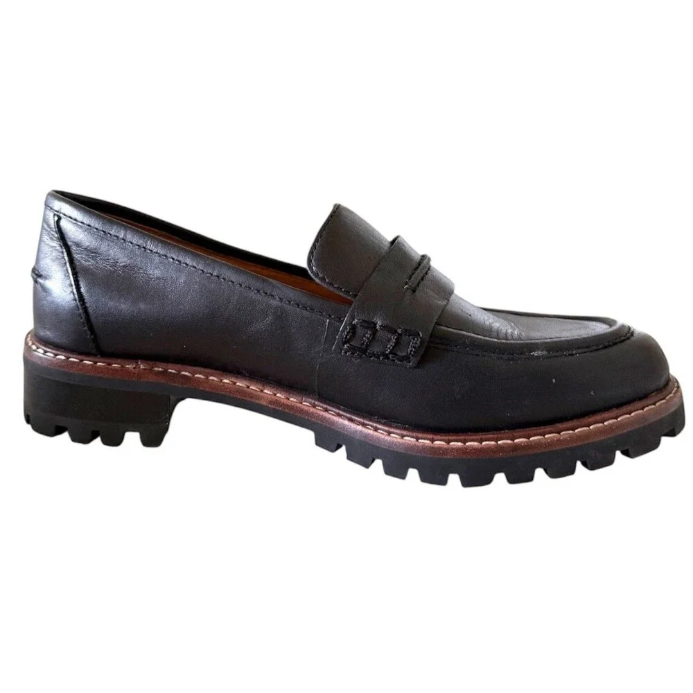 Madewell The Corinne Black Leather Lugsole Loafers Women’s Size 5.5